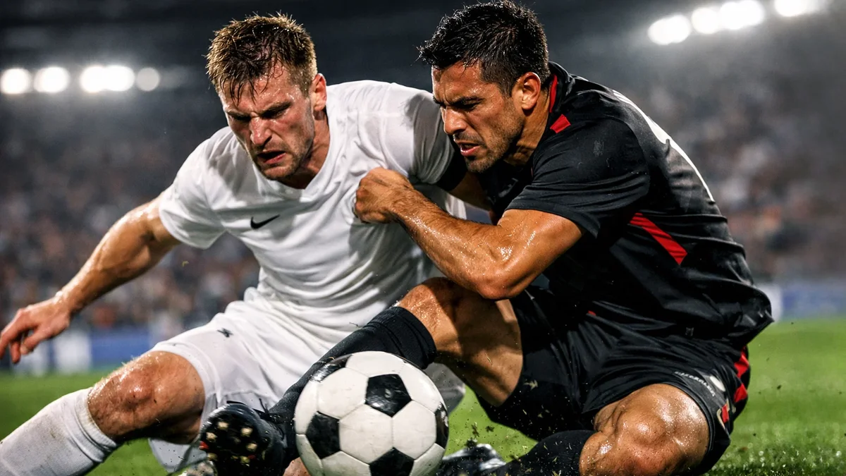 Intensiver Zweikampf im Champions League K.o.-Spiel