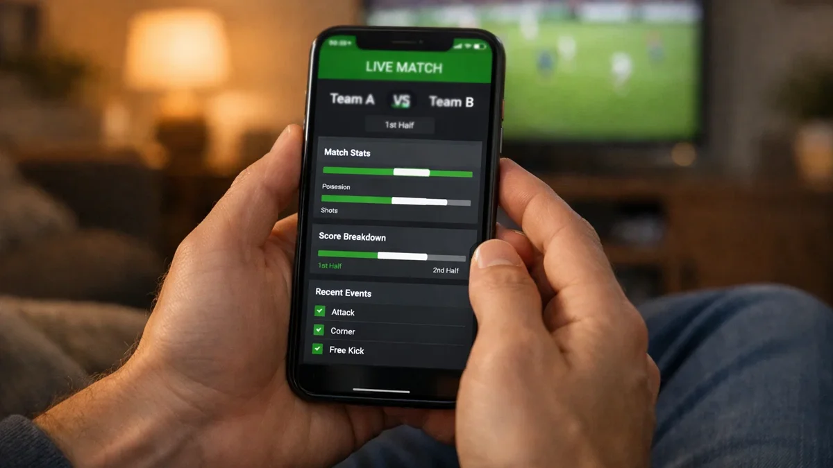 Hände halten ein Smartphone mit einer Sportwetten-Anwendung
