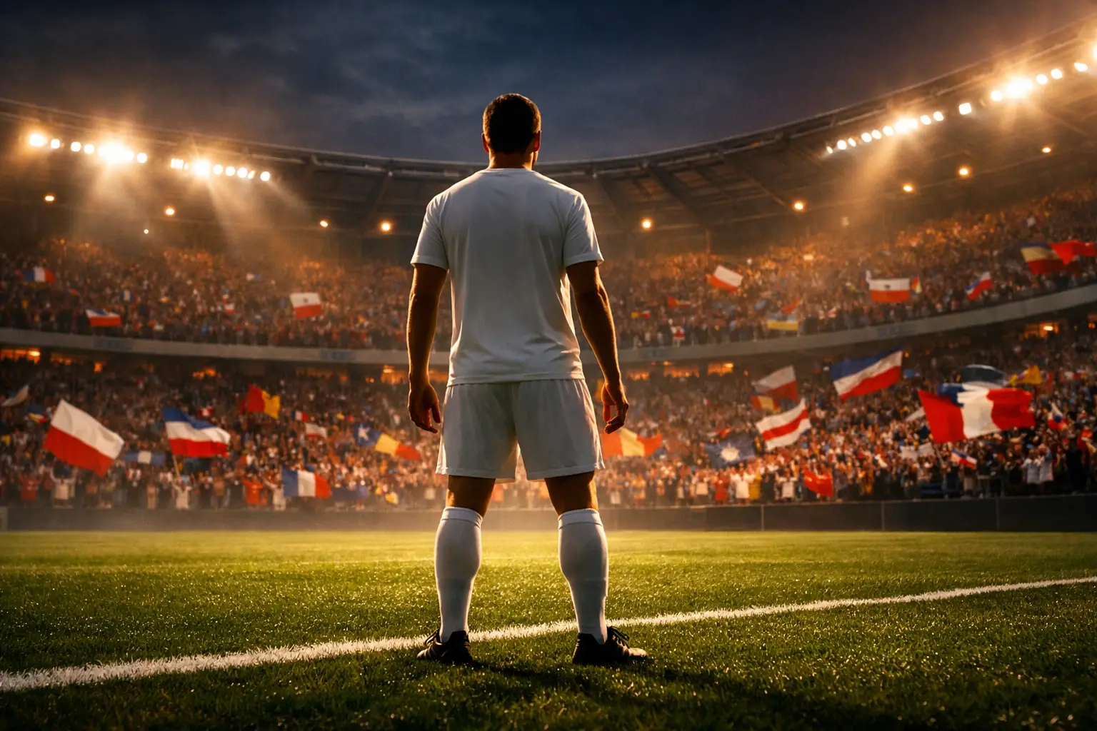 Fußballspieler der Nationalmannschaft im Stadion bei einem Nations League Spiel