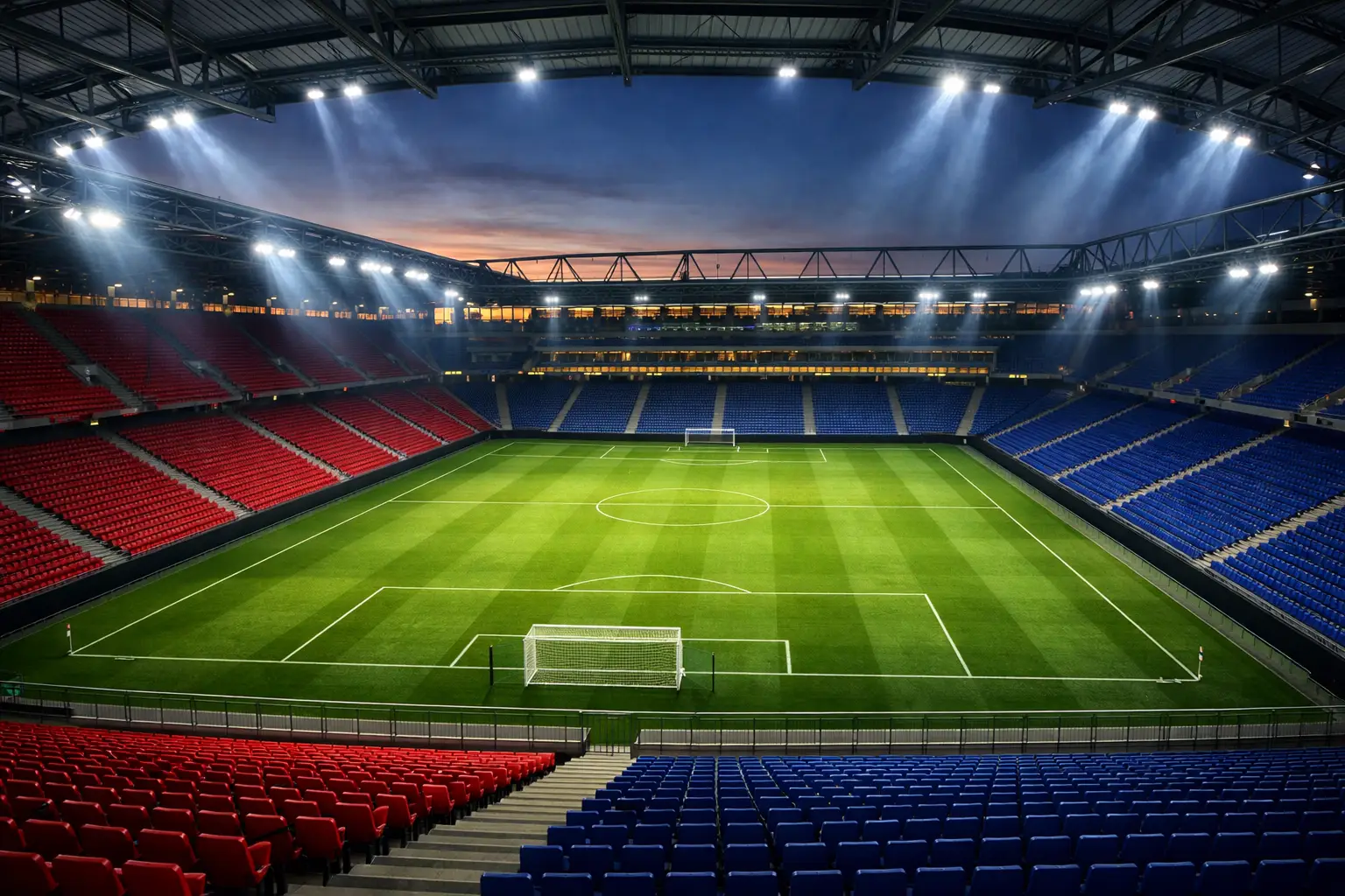 Fußballstadion mit Spielfeld als Symbol für deutsche Sportwetten